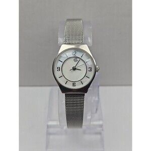 George Womens Petite Mesh Band Dress Watch Silver Tone White Dial New Batt Works